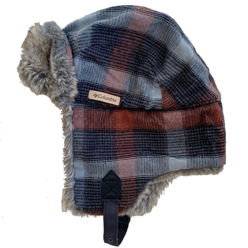 Columbia Plaid Trapper Hat with Faux Fur Trim